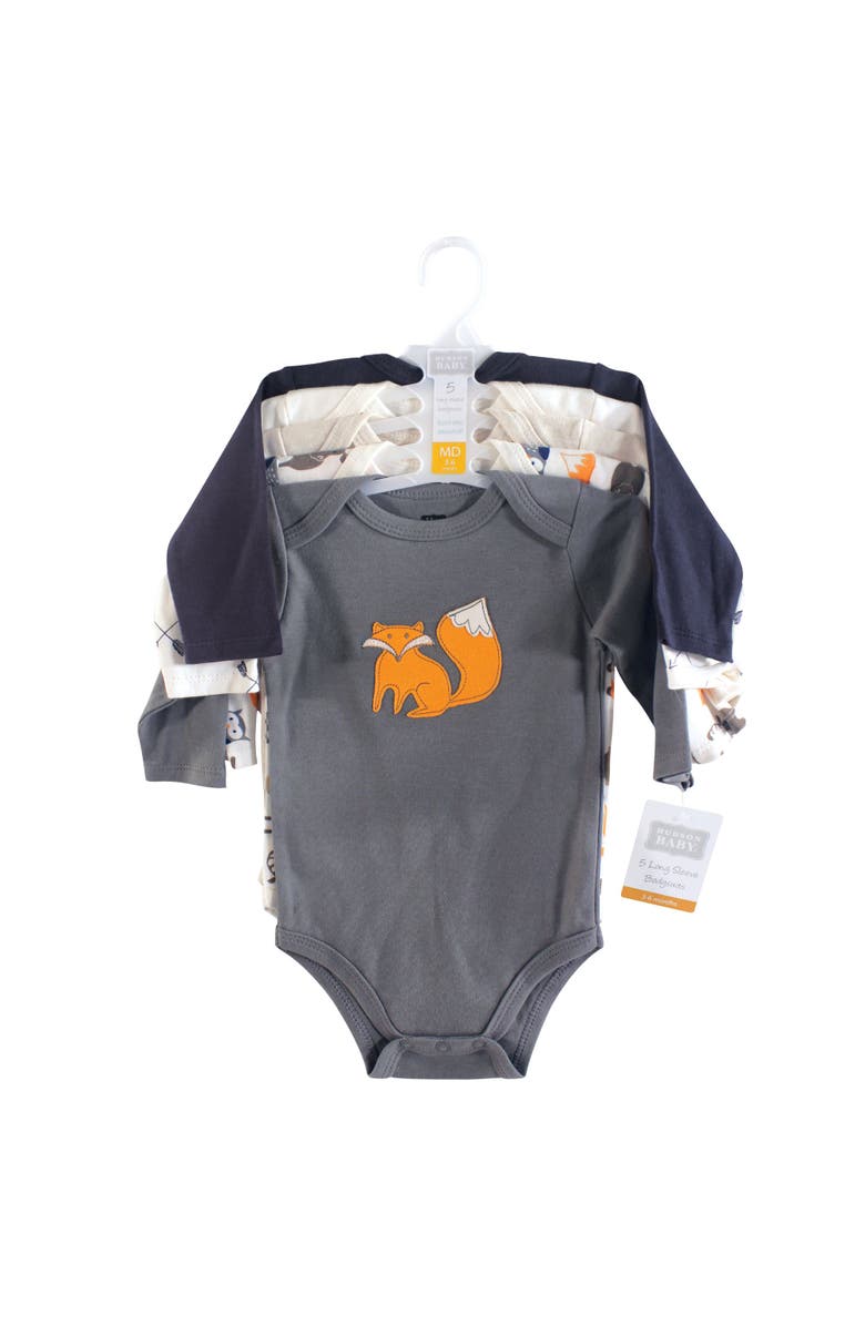 Hudson Baby Cotton Long-Sleeve One-Piece Garment, Alternate, color, Forest 10-Piece