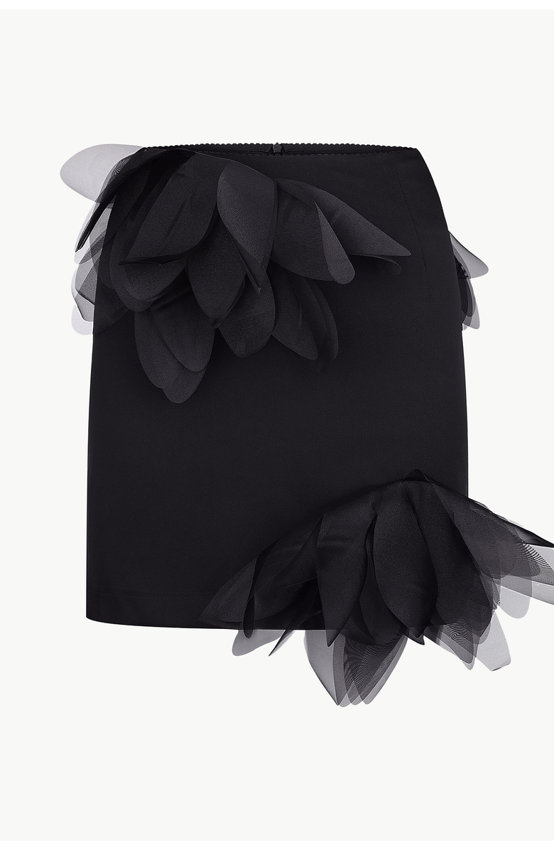 Malva Florea Fitted Floral-Appliqu Mini Skirt, Main, color, Black