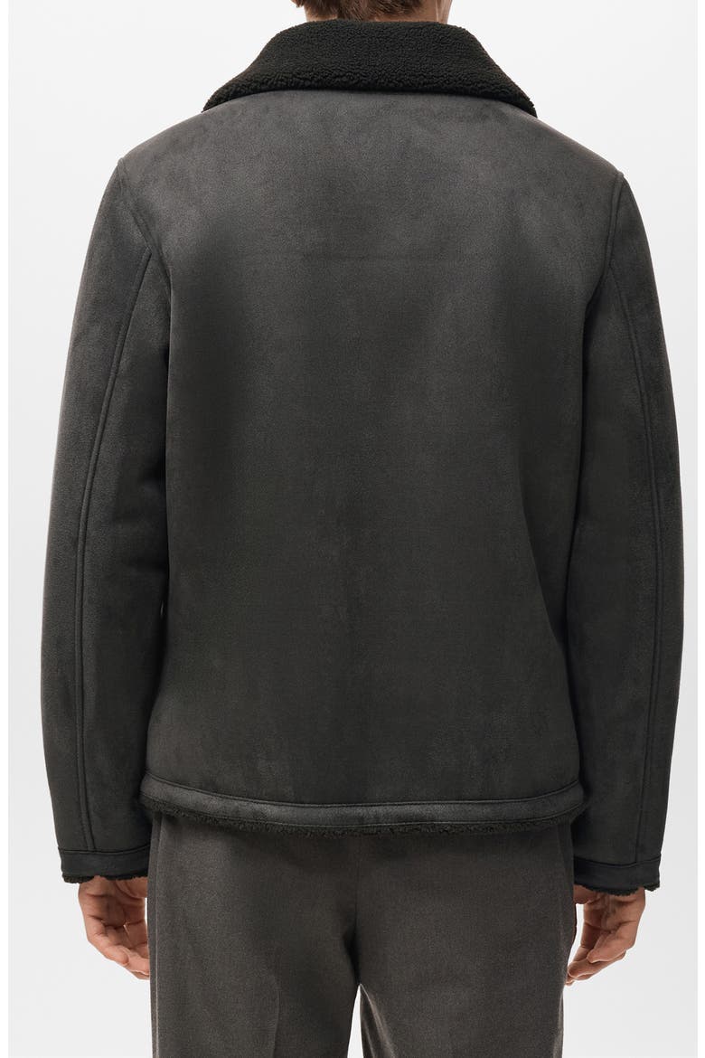 Reversible Faux Leather & Shearling Jacket, Alternate, color, GREY