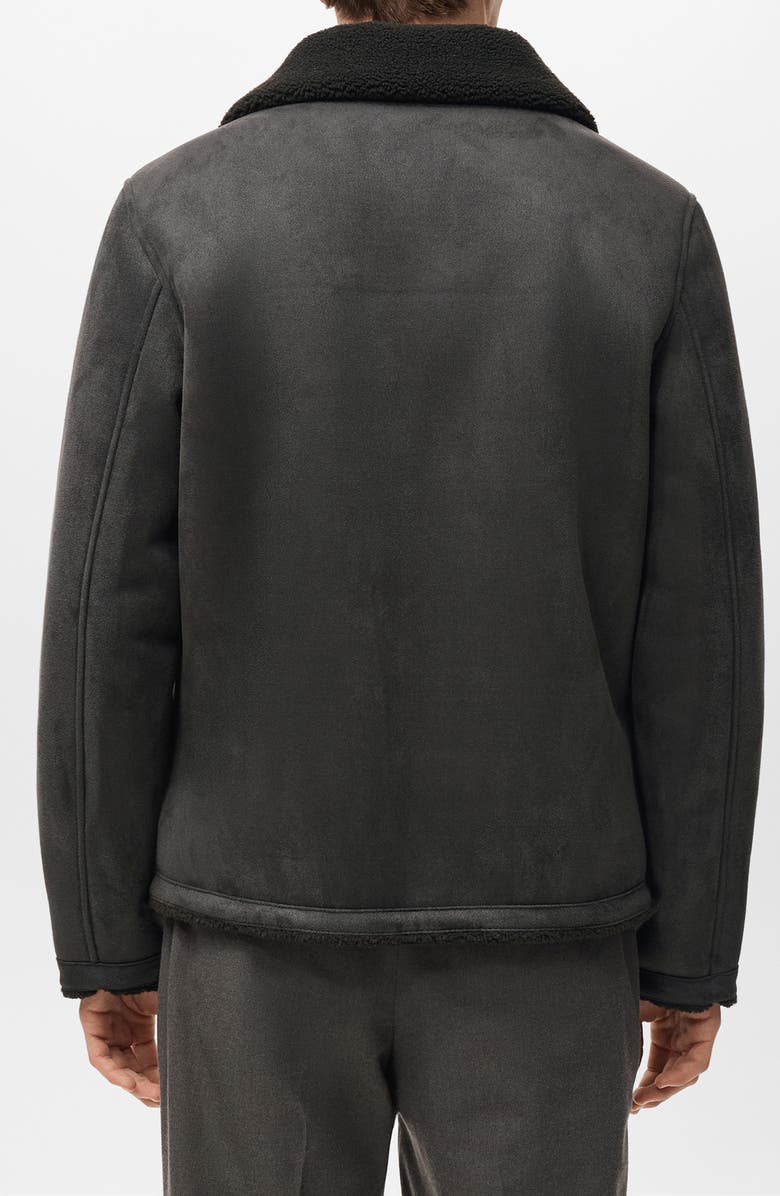 MANGO Reversible Faux Leather & Shearling Jacket, Alternate, color, 