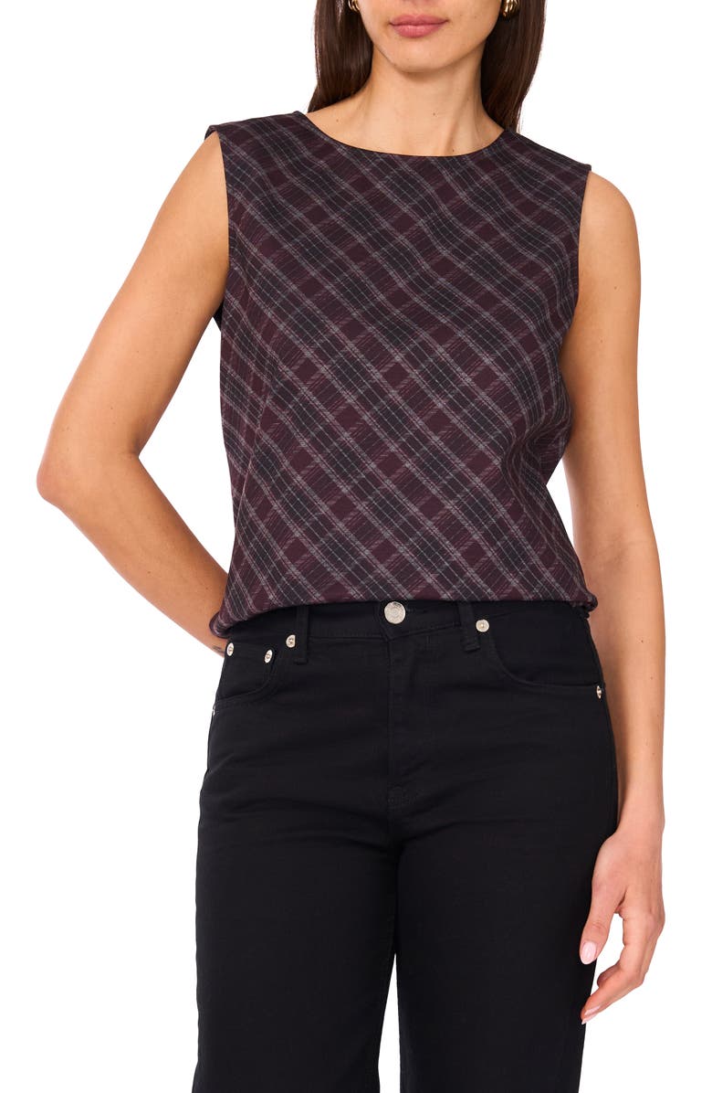 Vince Camuto Plaid Shell, Main, color, Rich Black