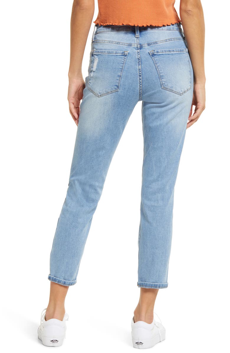 STS Blue Caroline Distressed High Waist Roll Hem Straight Leg Jeans, Alternate, color, 