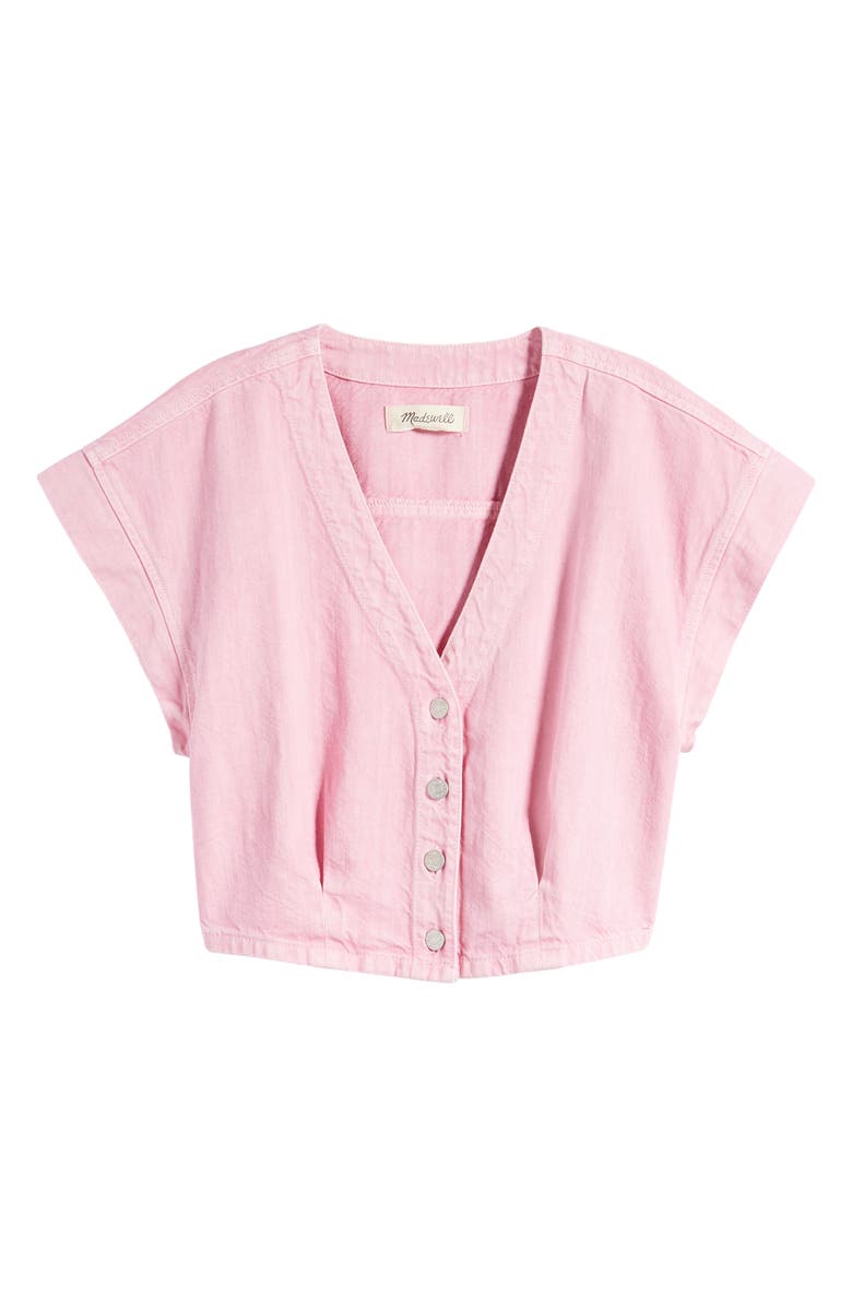 Madewell Garment-Dyed Cap Sleeve Cotton Crop Top, Alternate, color, 