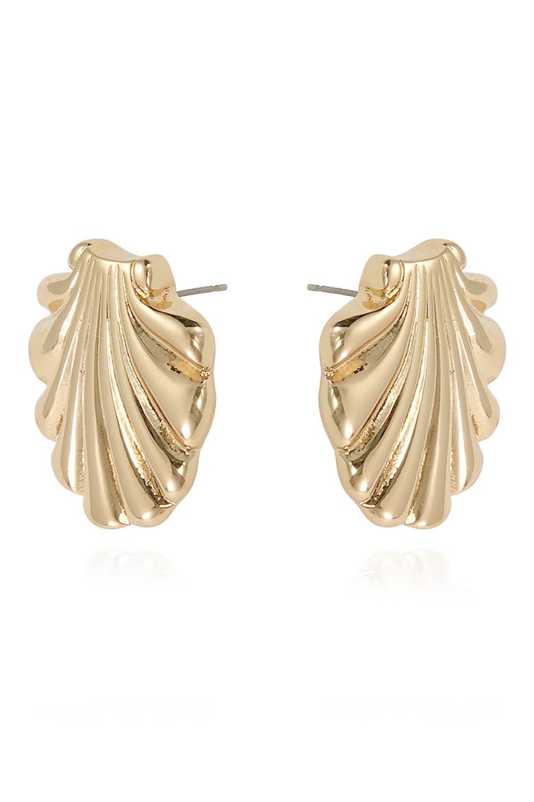 Golden Scallop Stud Earrings, Alternate, color, GOLD
