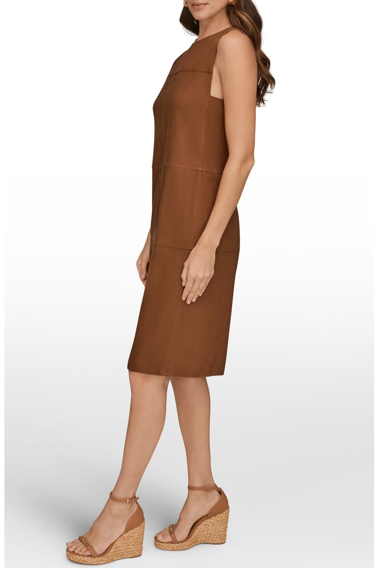 Linen Blend Shift Dress, Alternate, color, COGNAC