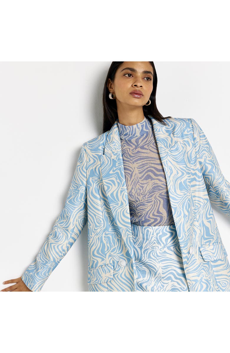 River Island Swirl Print Double Breasted Blazer, Alternate, color,
