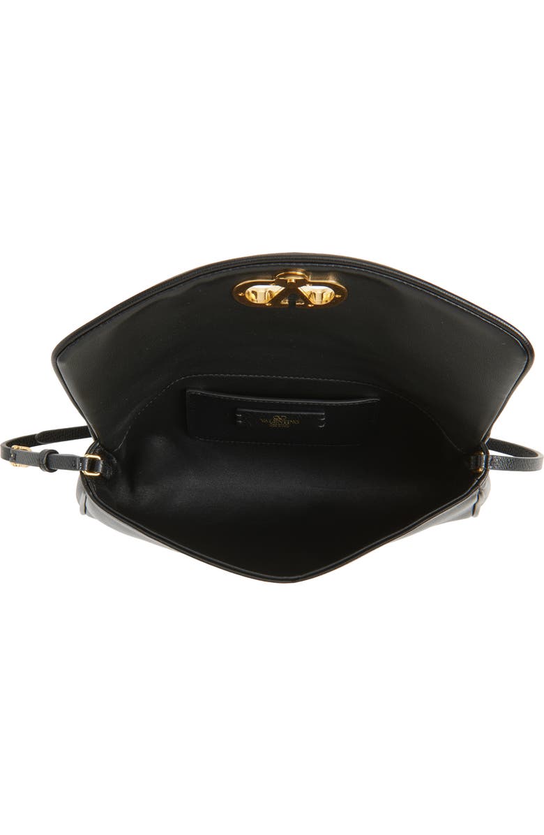Valentino Garavani Small DeVain Leather Shoulder Bag, Alternate, color, Black