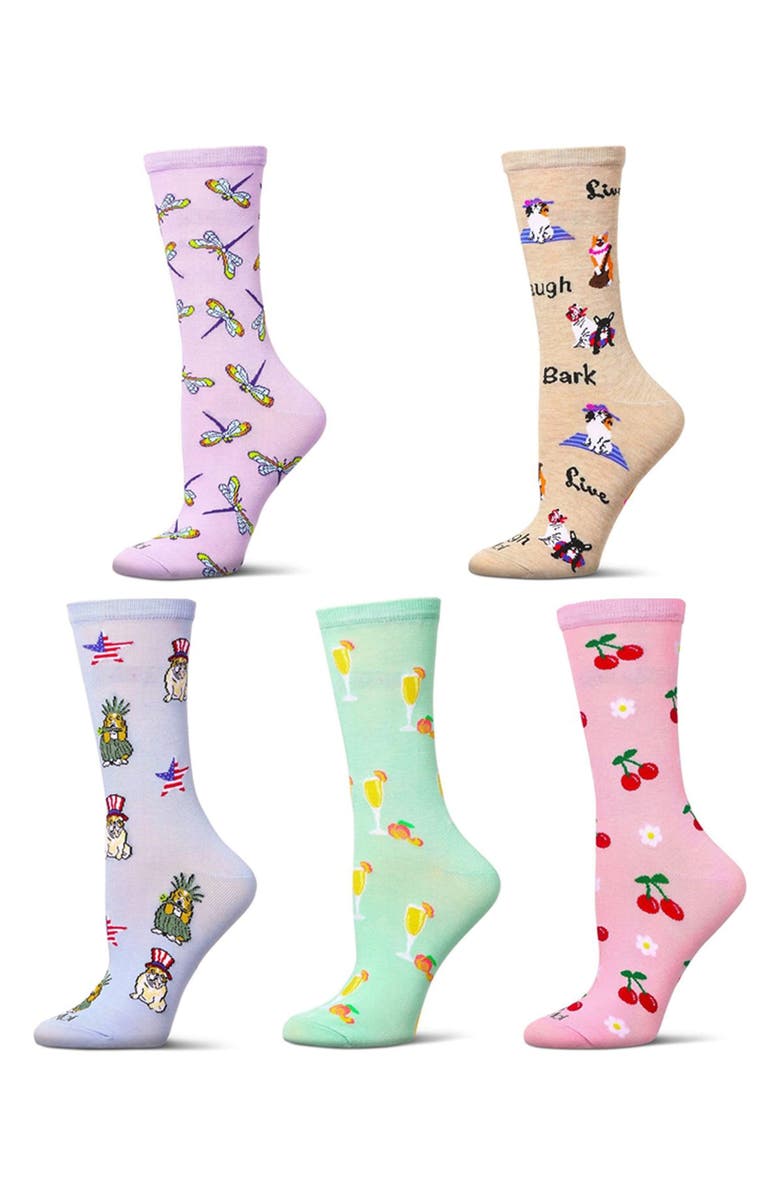 MeMoi Assorted 5-Pack Crew Socks, Main, color, Multi
