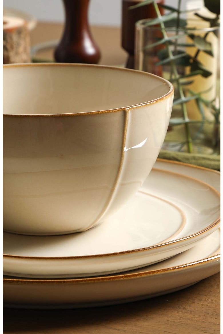 Infinity Stoneware 12-Piece Dinnerware Set, Alternate, color, Beige