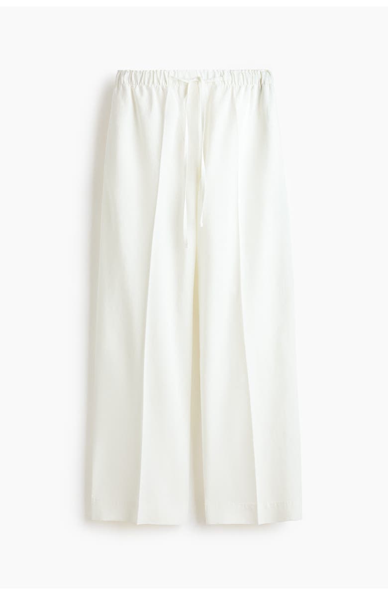 H&M Linen-blend Drawstring Trousers, Main, color, White