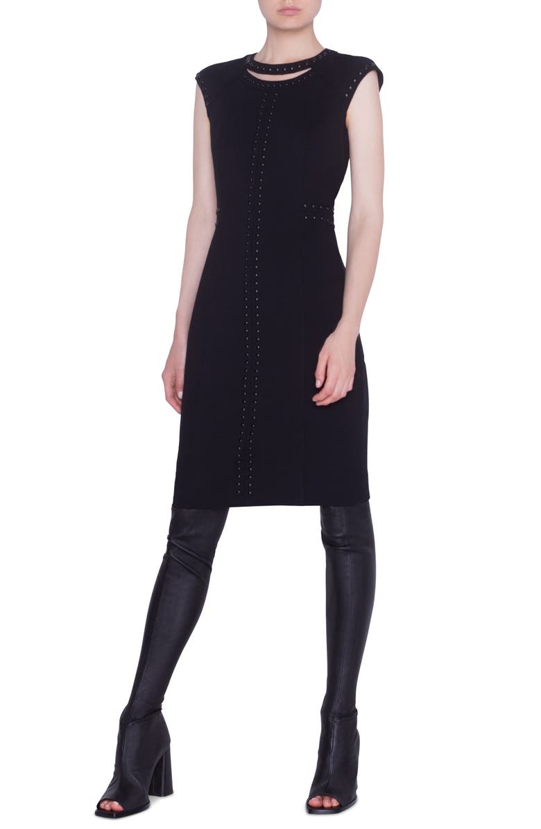 Akris punto Rivet Detail Luna Cutout Sheath Dress, Main, color, 