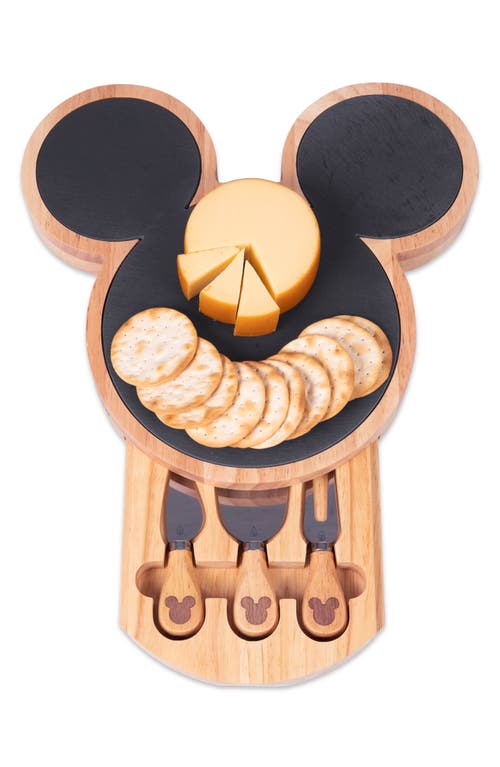 Picnic Time X Disney® Mickey Mouse Slate Cheese Board & Knives Set In Brown