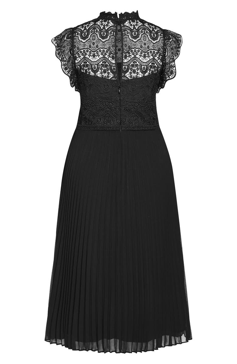 City Chic Livia Lace Yoke Sleeveless Fit & Flare Dress, Alternate, color, 