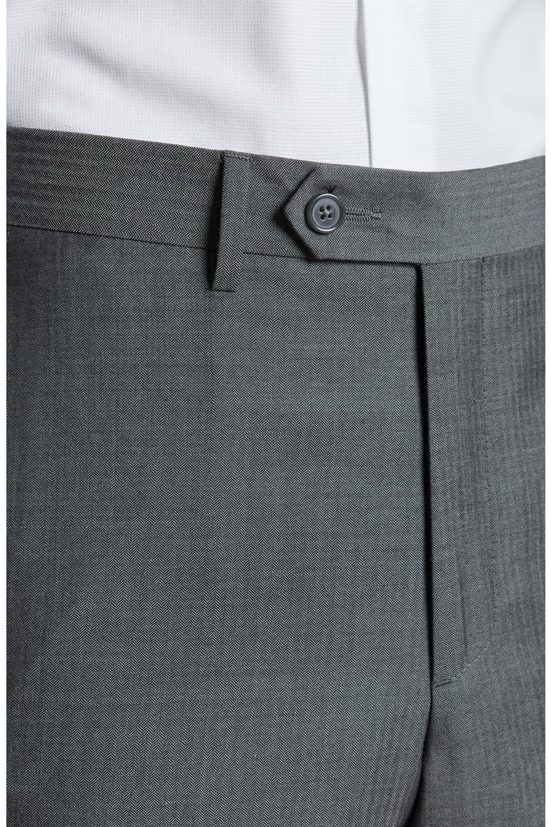 Flat Front Wool Herringbone Dress Pants, Alternate, color, GREY