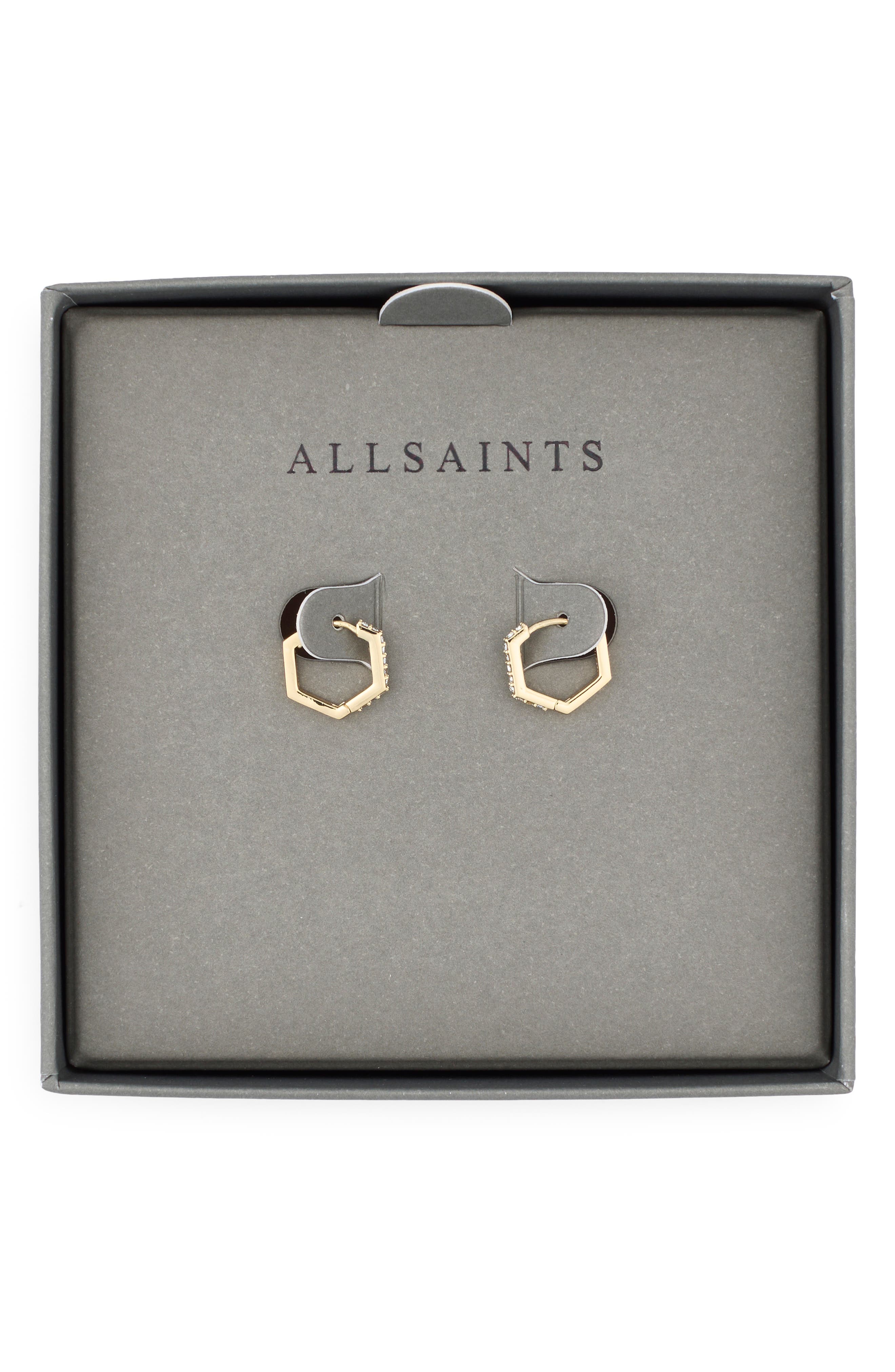 Mini Crystal Hexagonal Hoop Earrings