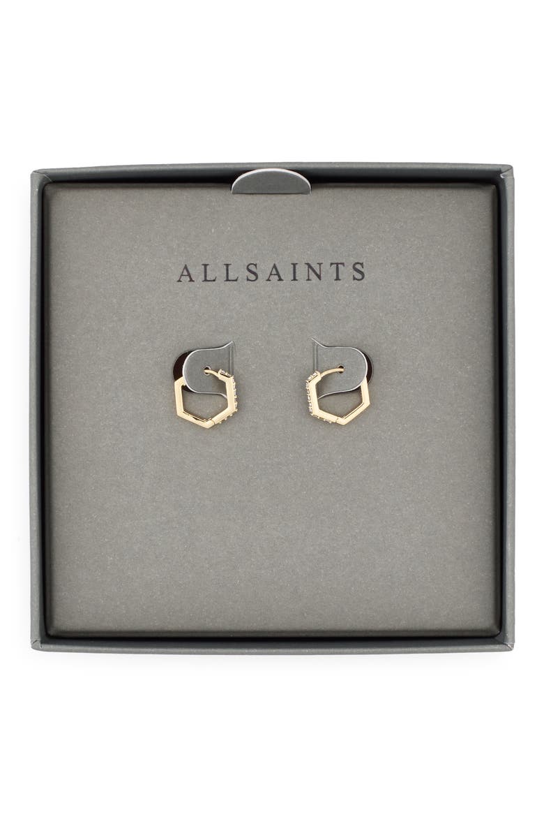 Mini Crystal Hexagonal Hoop Earrings, Main, color, GOLD