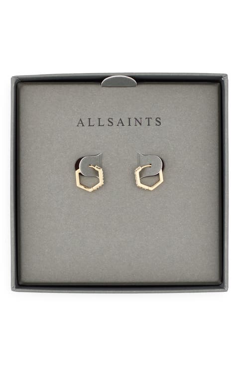 Mini Crystal Hexagonal Hoop Earrings