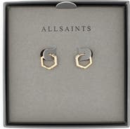 AllSaints Mini Crystal Hexagonal Hoop Earrings