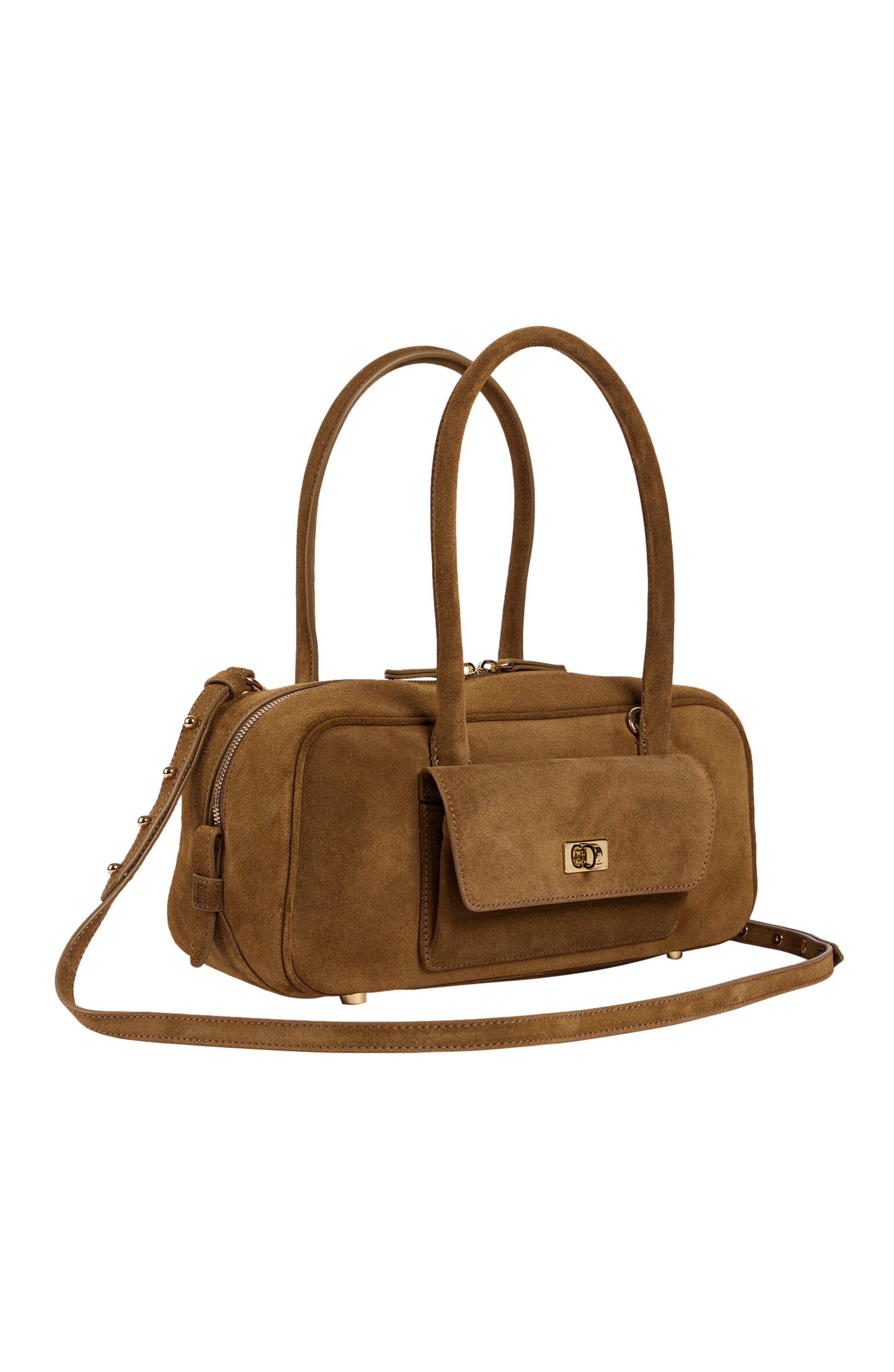 EZMEHRALDA suede bag, Alternate, color, Beige