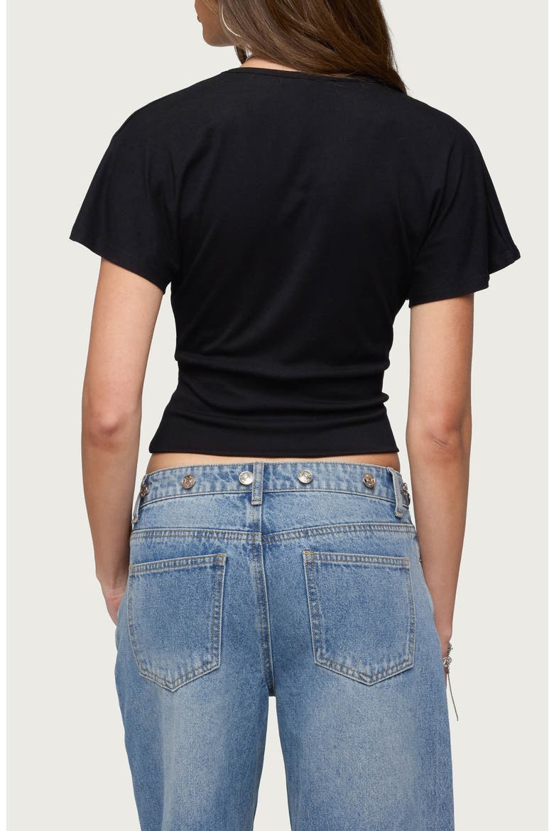 Mundy Deep V-Neck Crop Top, Alternate, color, BLACK
