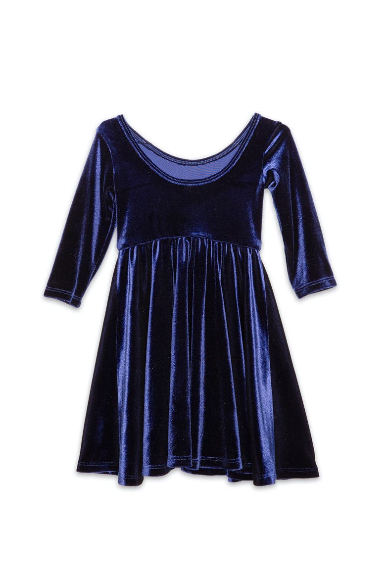 Girls Stretch Velvet Twirly Dress, Alternate, color, Hot Pink