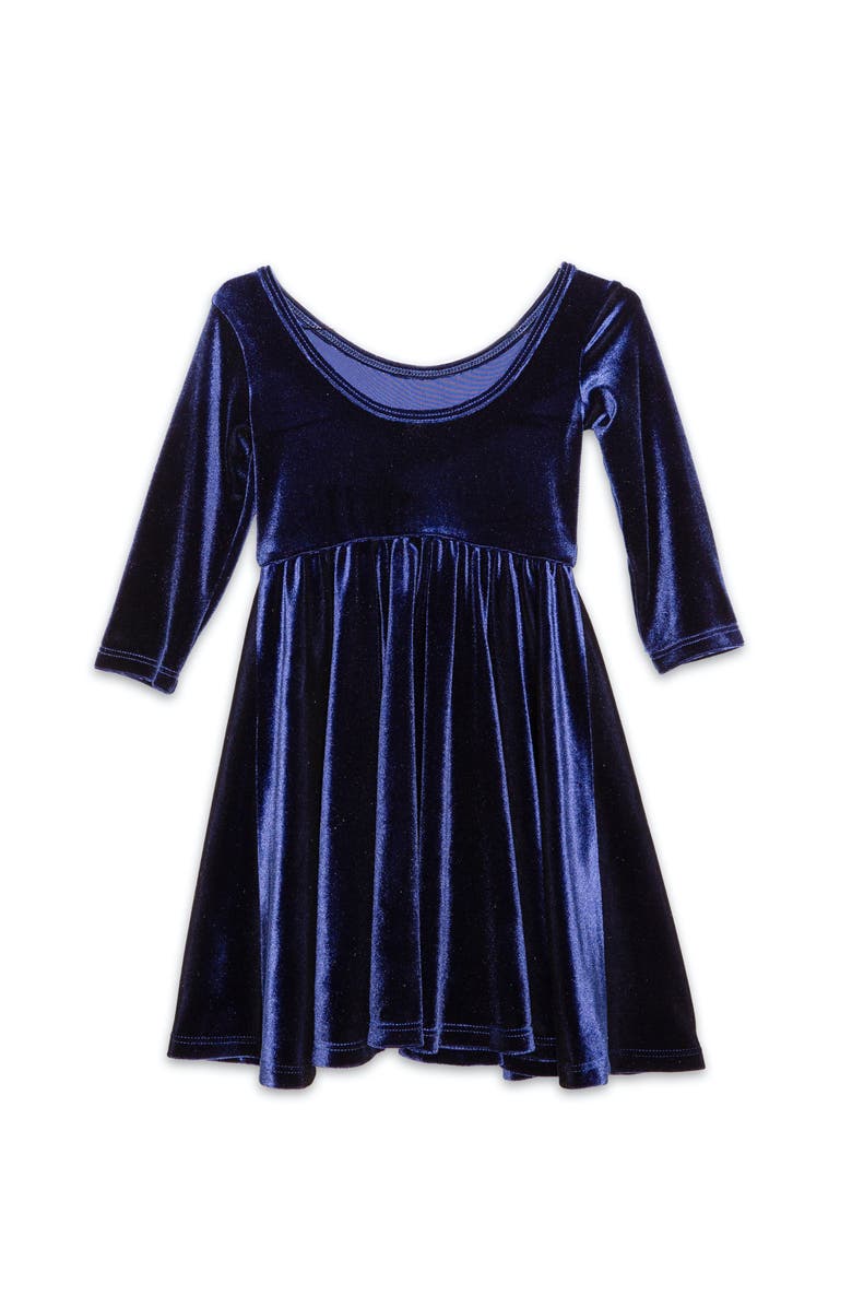 WORTHY THREADS Girls Stretch Velvet Twirly Dress, Alternate, color, Hot Pink