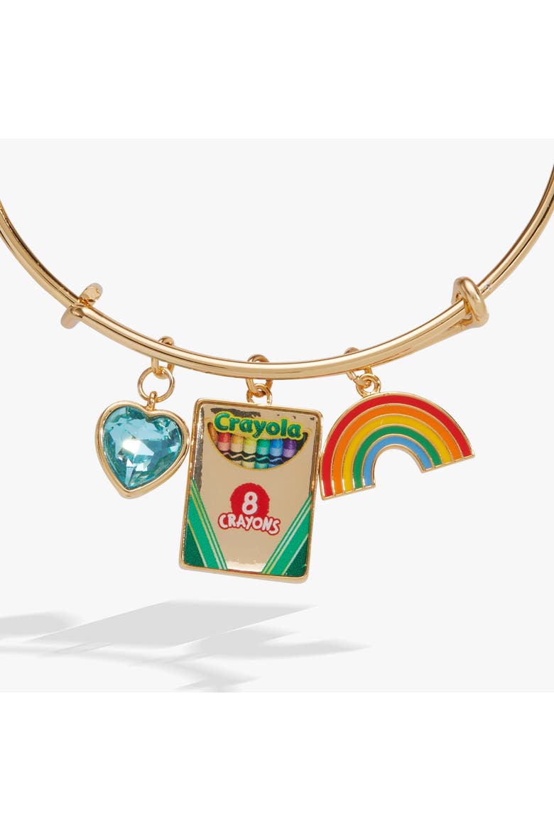 Crayola 'To Teach Is To Color A Life Forever' Multi Charm Bangle, Alternate, color, Gold