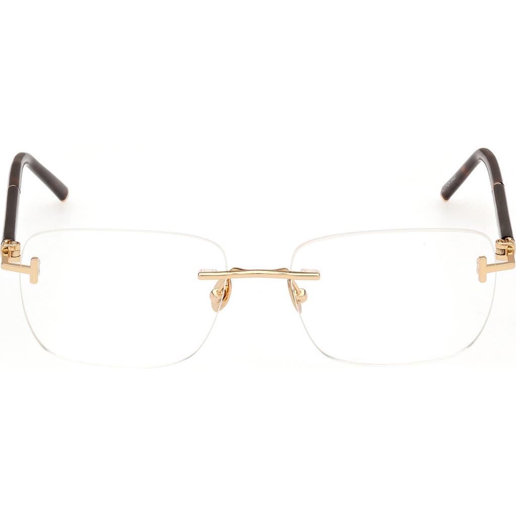 Tom Ford 56mm Rectangular Optical Glasses In Yellow/black/striped Brown