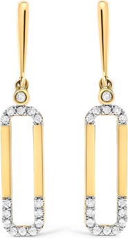 Haus of Brilliance 14K Yellow Gold 1/5 Cttw Diamond Paper Clip Dangle Earrings