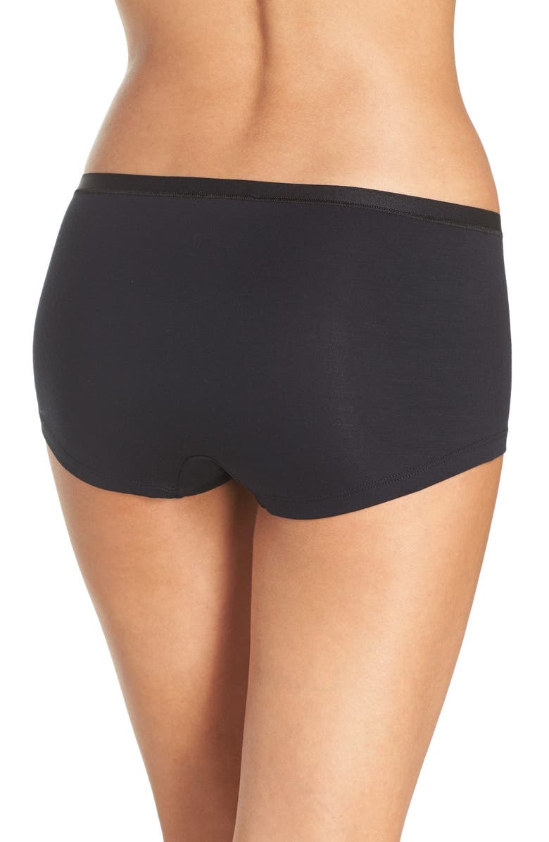 Hanro Stretch Modal Boyshorts, Alternate, color, Black