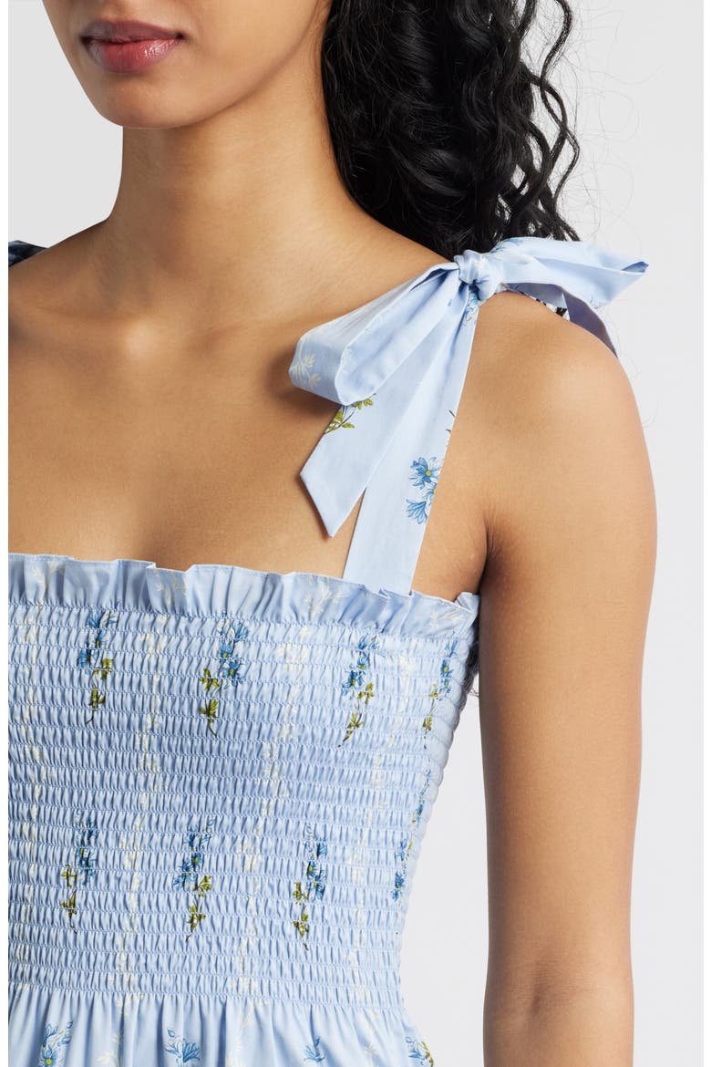 The Ribbon Smocked Pleated Minidres, Alternate, color, BLUEBELL WALTZ