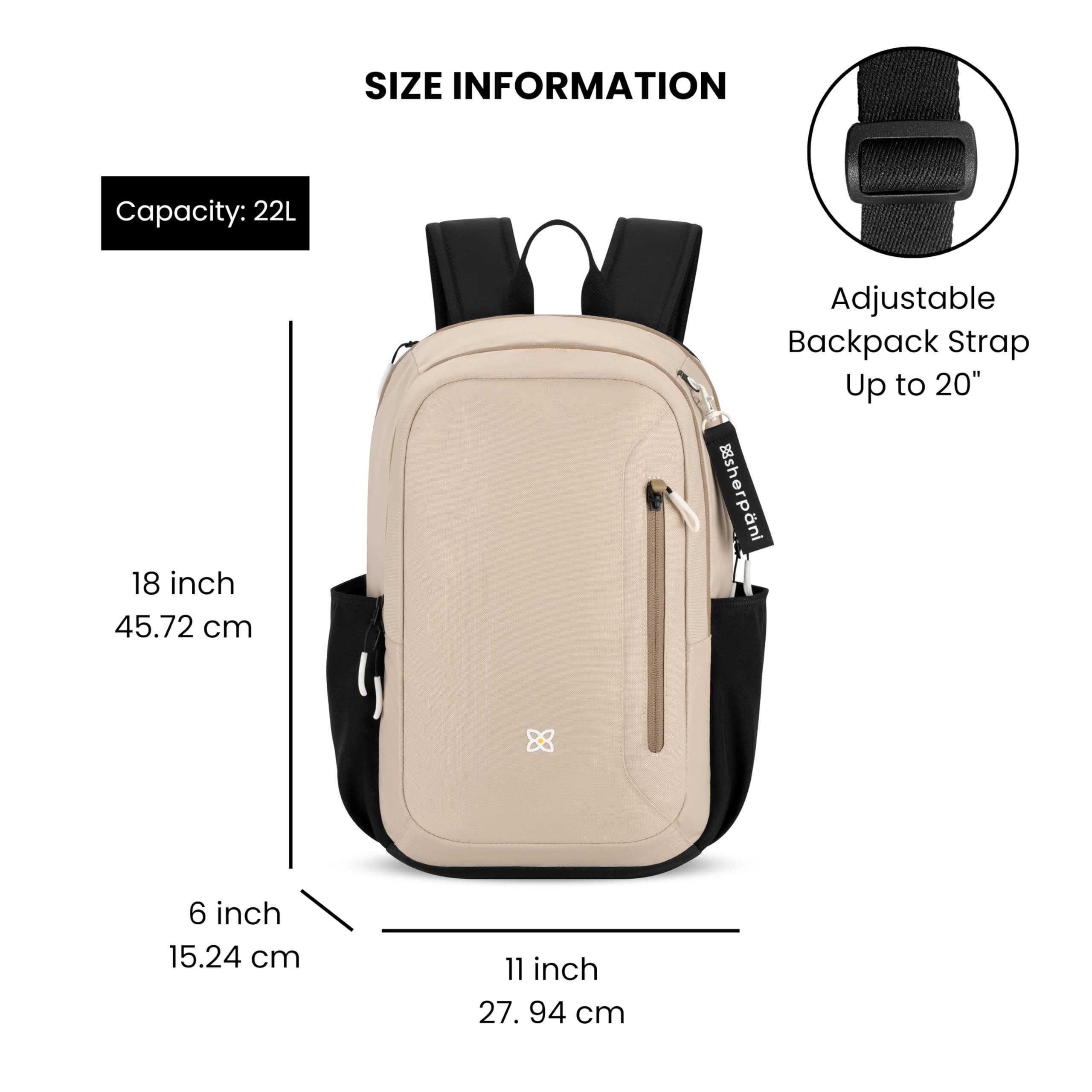 Sherpani Getaway  RFID Protection Laptop Backpack, 22L, Fits 15'' Laptop, Con Leche, Alternate, color, Con Leche