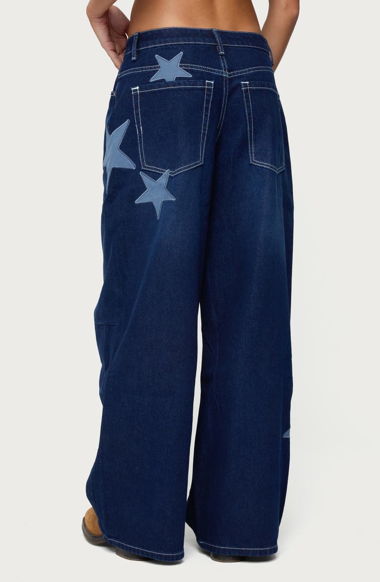 EDIKTED Trish Stars Low Rise Wide Leg Jeans, Alternate, color, Indigo-Blue-Raw-Wash