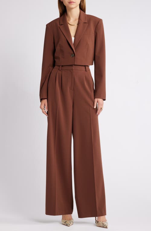 Open Edit Crop Blazer In Brown Soil