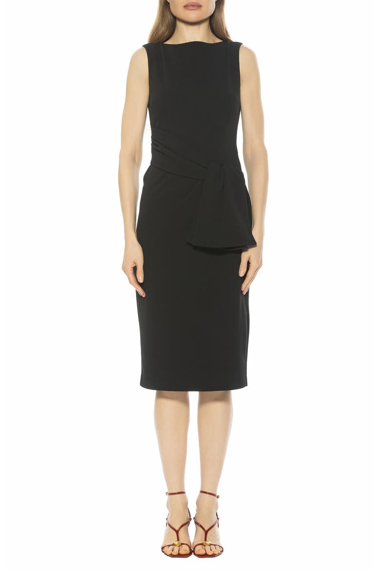 Tie Detail Sleeveless Sheath Dress, Main, color, BLACK