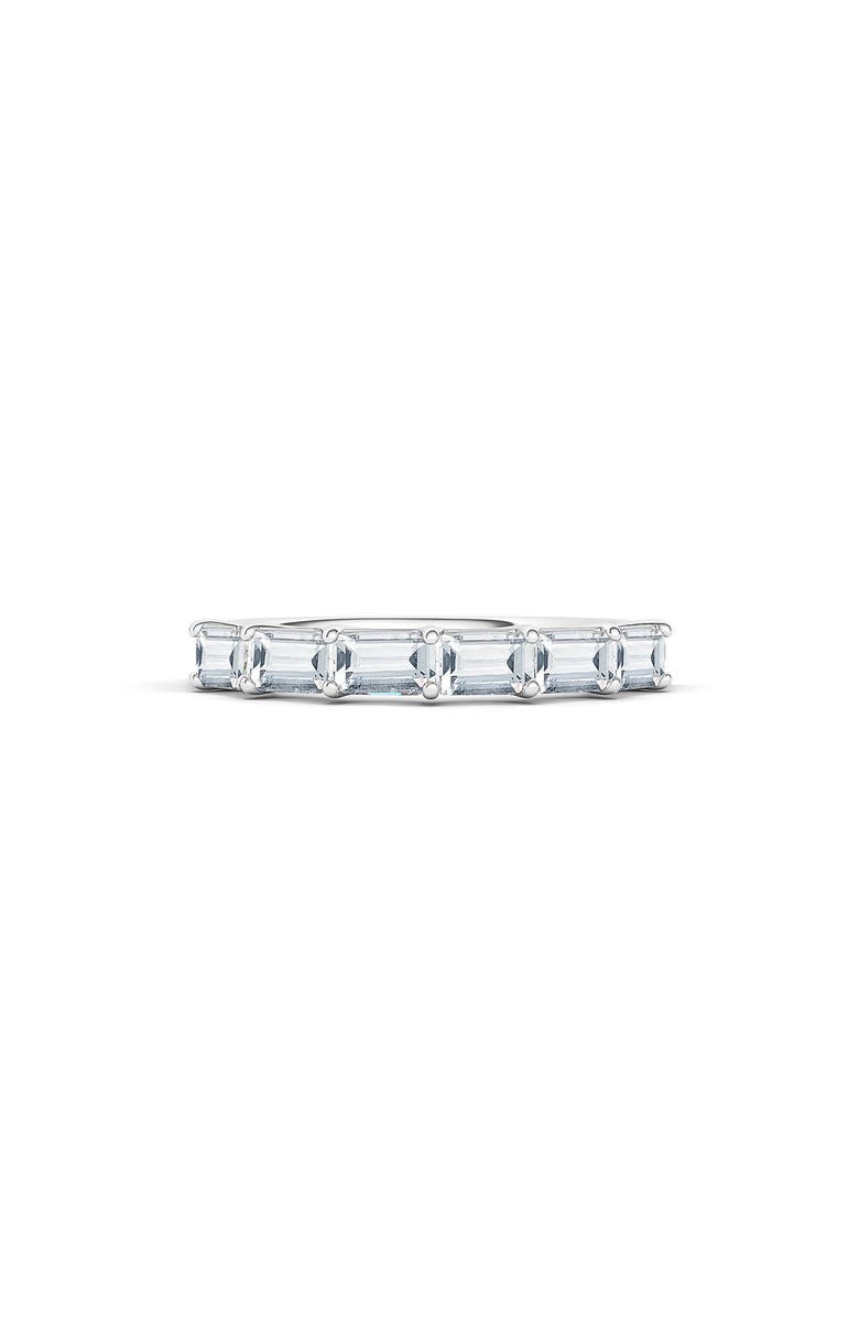 HauteCarat Half Sideways Lab Created Diamond 18K Gold Eternity Ring, Alternate, color, White Gold