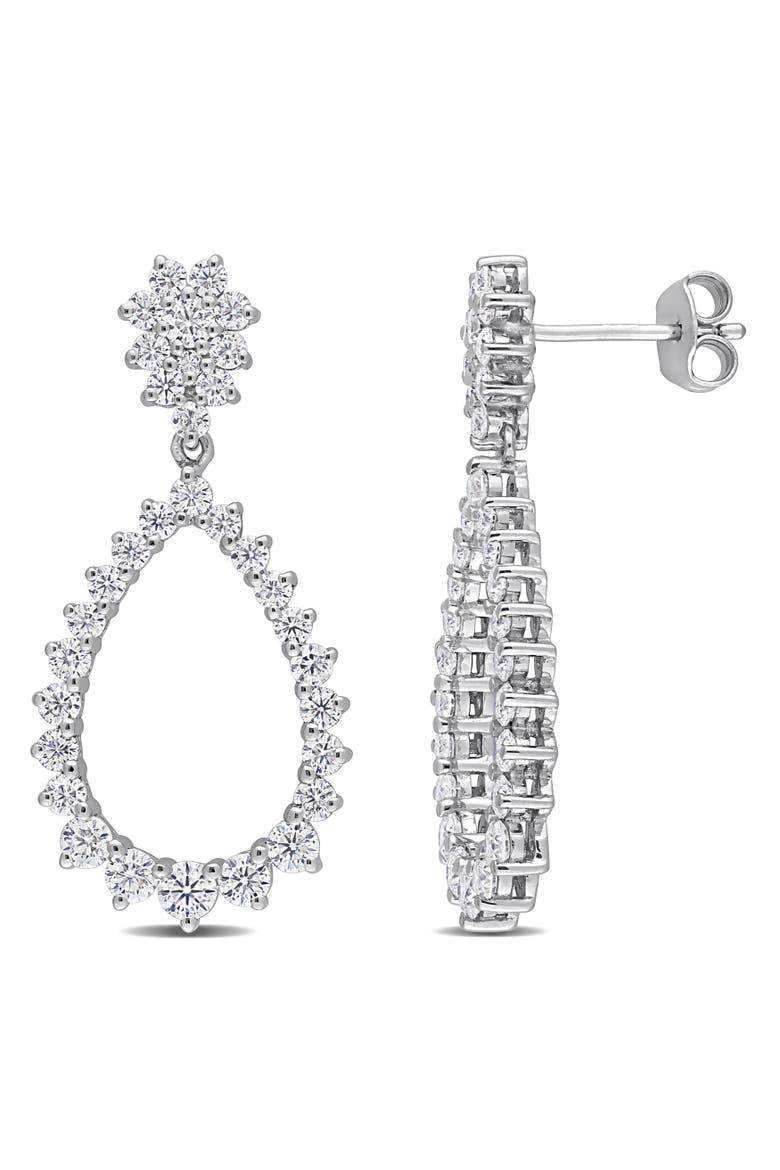 Moissanite Open Teardrop Dangle Earrings, Main, color, Sterling Silver