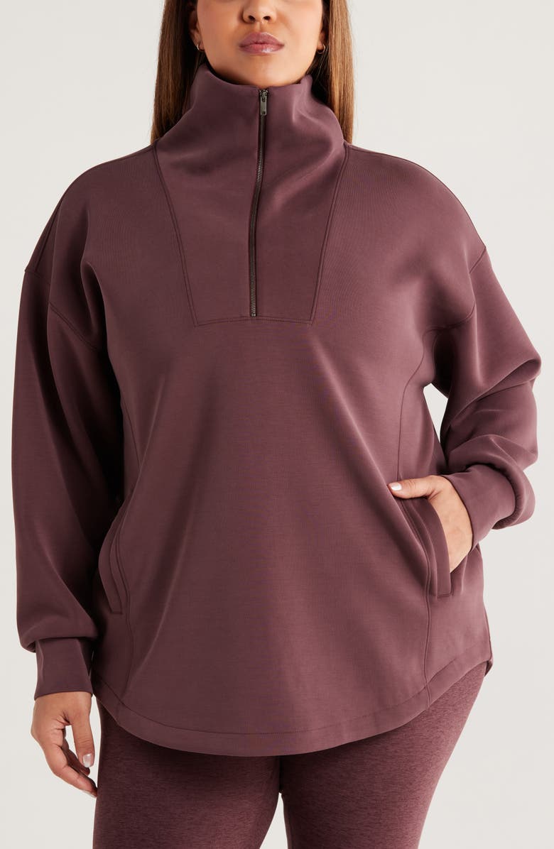 Zella Ultrasoft Half Zip Tunic, Alternate, color,