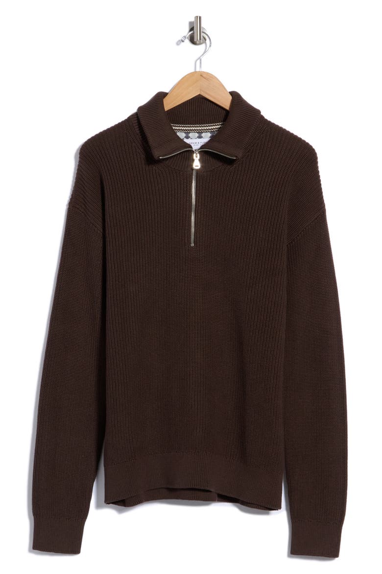 True Long Sleeve Quarter-Zip Sweater, Main, color, BROWN