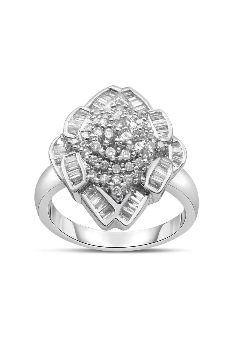 14K White Gold 7/8 Cttw Diamond Cluster Ring, Alternate, color, White