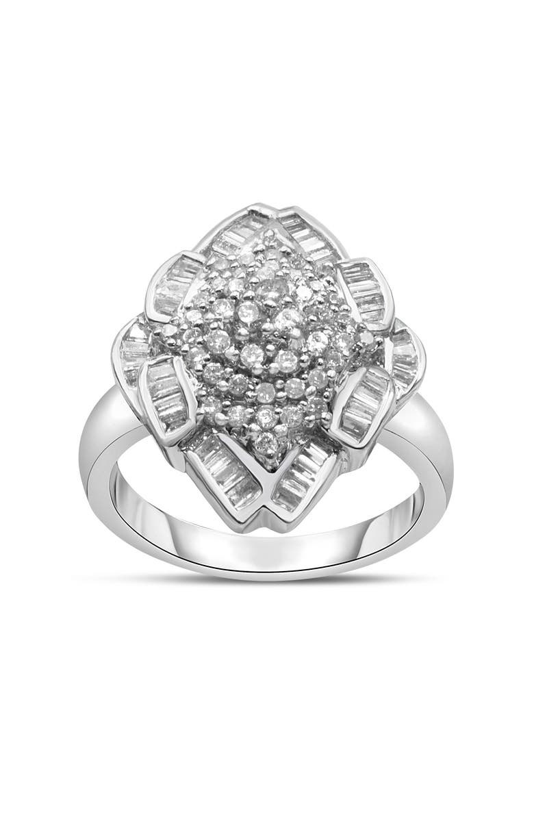 Haus of Brilliance 14K White Gold 7/8 Cttw Diamond Cluster Ring, Alternate, color, White