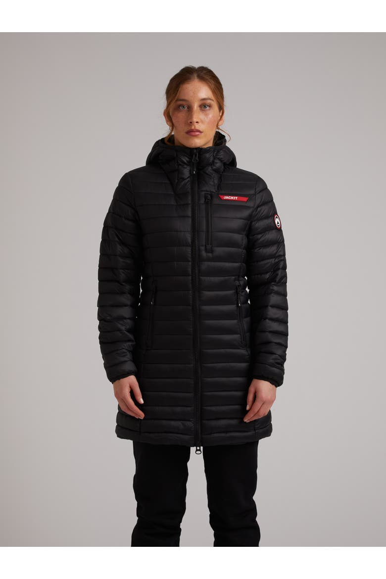 Satell1Te Longline Hooded Jacket, Main, color, BLACK
