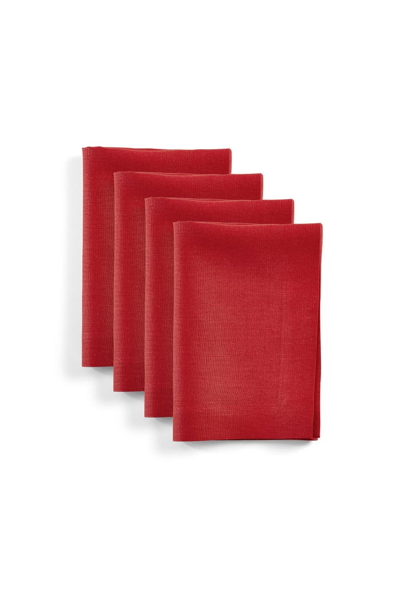Linen Dinner Napkins Set of 4, 20 x 20" - Diana, Main, color, Cherry