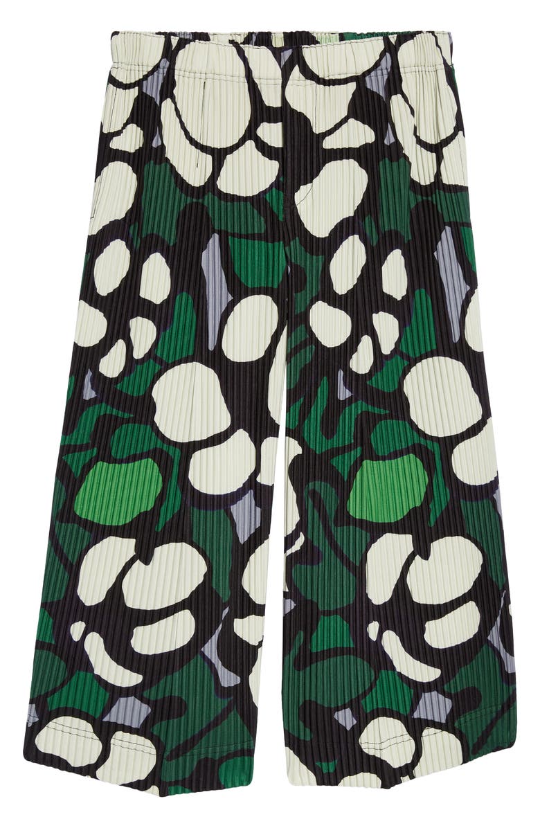 Homme Plissé Issey Miyake Cotton Bolls Floral Pleated Crop Wide Leg Pants, Alternate, color,