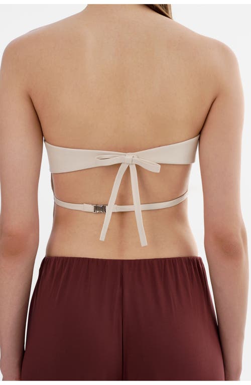 Lamarque Katya | Faux Leather Open Back Strapless Top In White