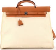 Pre-Owned Hermes Herbag Zip Leather and Toile 39
