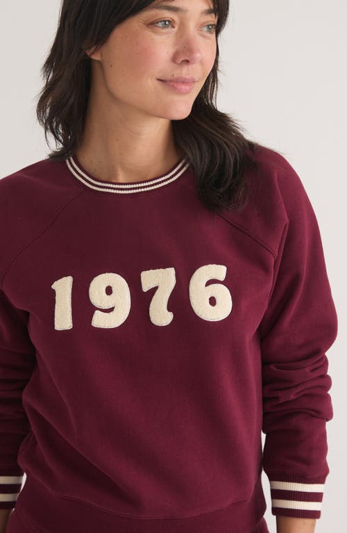 Marine Layer Anytime 1976 Appliqué Sweatshirt In Burgundy