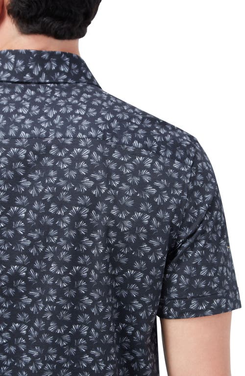 Bugatchi Merlin Ooohcotton® Fan Print Short Sleeve Button-up Shirt In Black