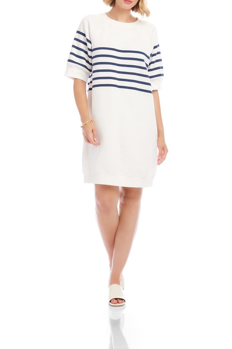 Raglan Sleeve Sweatshirt Dress, Main, color, OFF-WHITE/ NAVY