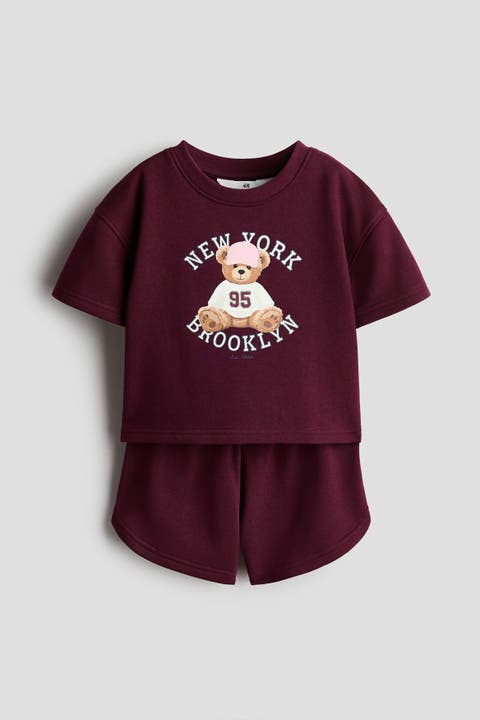 2-Piece Printed Sweatshirt And Shorts Set